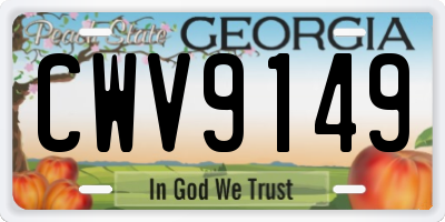 GA license plate CWV9149