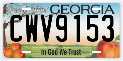 GA license plate CWV9153