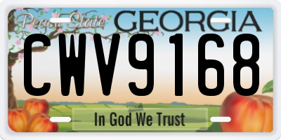 GA license plate CWV9168