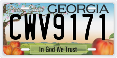 GA license plate CWV9171