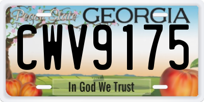 GA license plate CWV9175