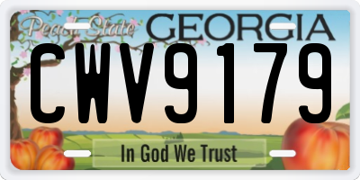 GA license plate CWV9179