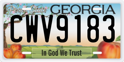GA license plate CWV9183