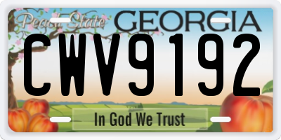 GA license plate CWV9192