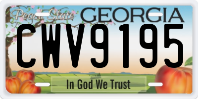 GA license plate CWV9195