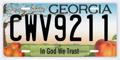 GA license plate CWV9211
