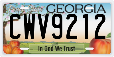 GA license plate CWV9212