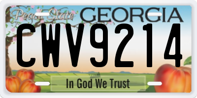 GA license plate CWV9214