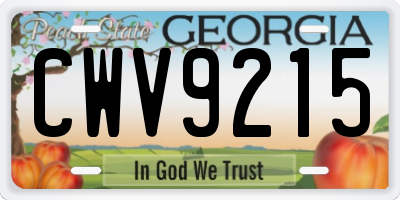 GA license plate CWV9215