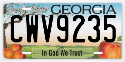 GA license plate CWV9235