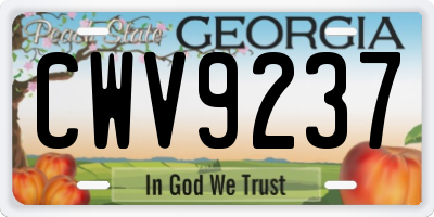 GA license plate CWV9237