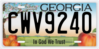 GA license plate CWV9240
