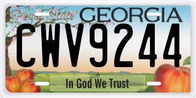 GA license plate CWV9244