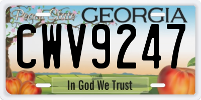 GA license plate CWV9247