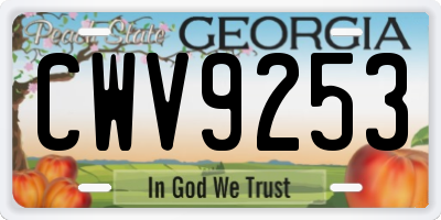 GA license plate CWV9253