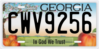 GA license plate CWV9256