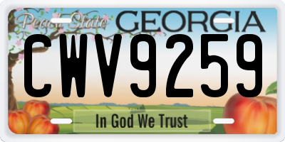 GA license plate CWV9259