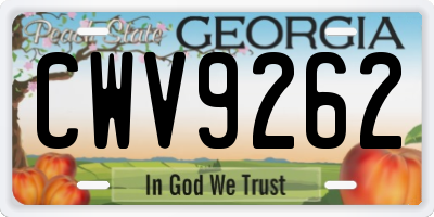 GA license plate CWV9262