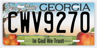 GA license plate CWV9270