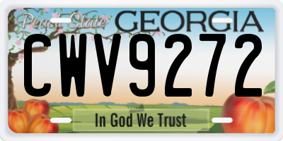 GA license plate CWV9272