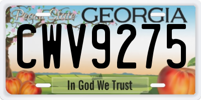 GA license plate CWV9275