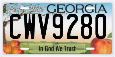 GA license plate CWV9280
