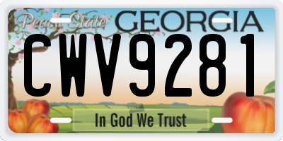GA license plate CWV9281