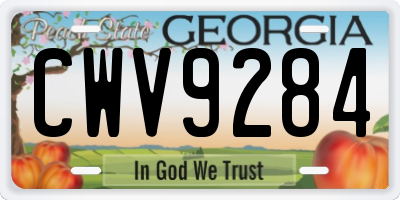 GA license plate CWV9284