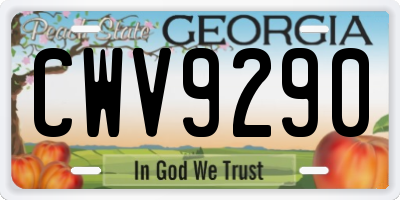 GA license plate CWV9290