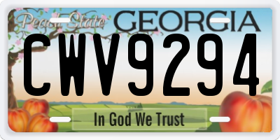 GA license plate CWV9294