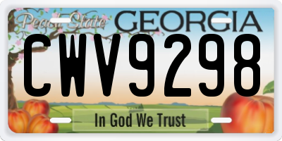 GA license plate CWV9298