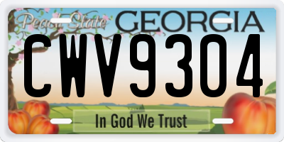 GA license plate CWV9304