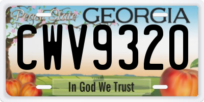GA license plate CWV9320