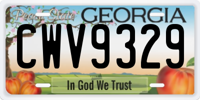GA license plate CWV9329