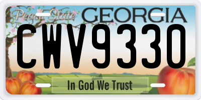 GA license plate CWV9330