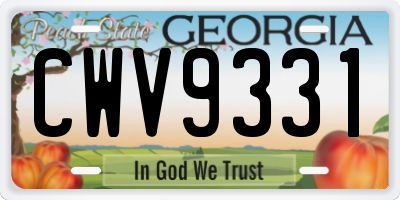 GA license plate CWV9331