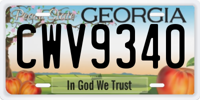 GA license plate CWV9340