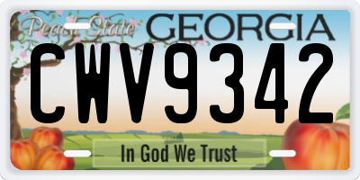 GA license plate CWV9342