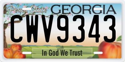 GA license plate CWV9343