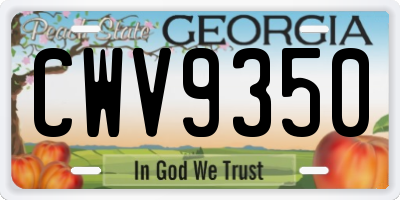 GA license plate CWV9350