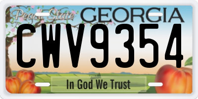 GA license plate CWV9354