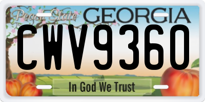 GA license plate CWV9360