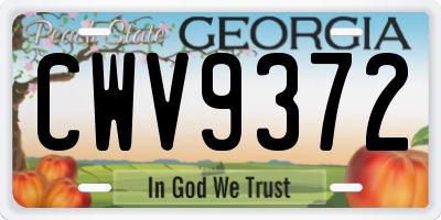 GA license plate CWV9372