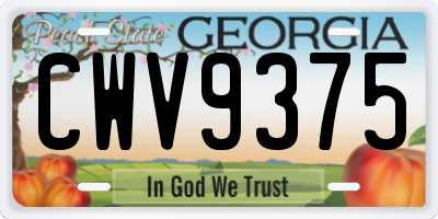 GA license plate CWV9375