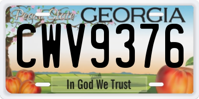 GA license plate CWV9376