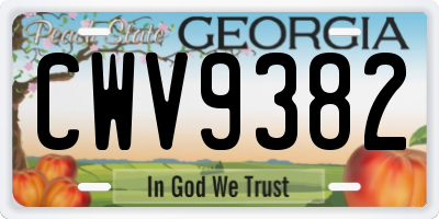 GA license plate CWV9382