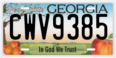 GA license plate CWV9385