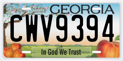 GA license plate CWV9394