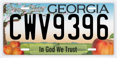 GA license plate CWV9396