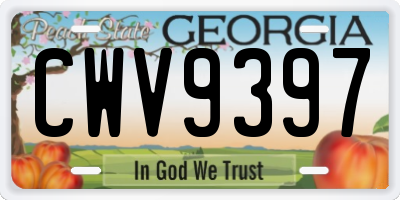 GA license plate CWV9397